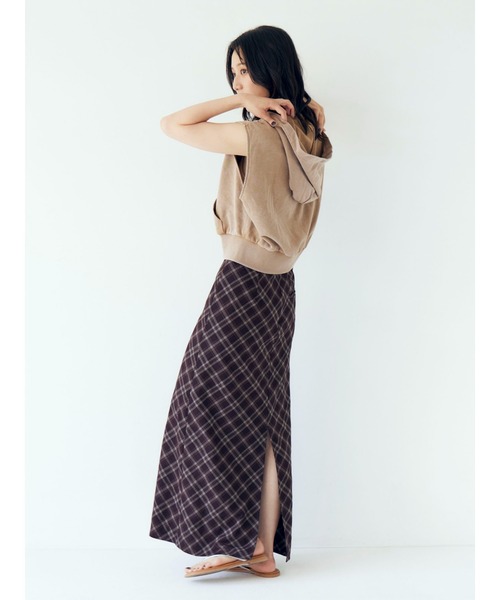 Ungrid（アングリッド）の「チェックアイラインスカート（スカート・レディース・ネイビー/ブラウン・MEDIUM/SMALL）」の4枚目の写真