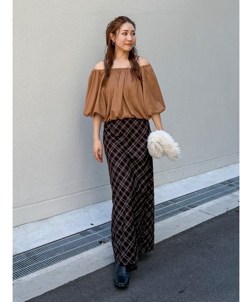 Ungrid（アングリッド）の「チェックアイラインスカート（スカート・レディース・ネイビー/ブラウン・MEDIUM/SMALL）」の6枚目の写真