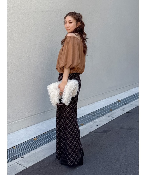 Ungrid（アングリッド）の「チェックアイラインスカート（スカート・レディース・ネイビー/ブラウン・MEDIUM/SMALL）」の5枚目の写真