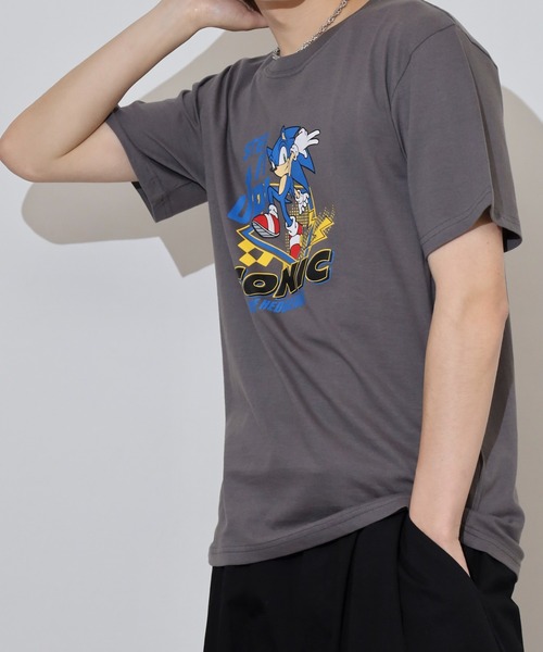 SEGA(セガ)の「ソニック天竺半袖Tシャツ(Tシャツ/カットソー・メンズ・ブルーグレー/ブラック/杢グレー/チャコール/サックスブルー系/ホワイト・L/M/LL)」の21枚目の写真