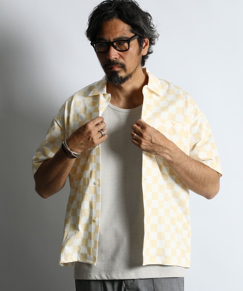 The DUFFER of ST.GEORGE(ザダファーオブセントジョージ)の「CHECKER FLAG S/S SHIRT:チェッカーフラッグ 半袖シャツ(シャツ/ブラウス・メンズ・ベージュ/グレー・MEDIUM/LARGE)」の5枚目の写真