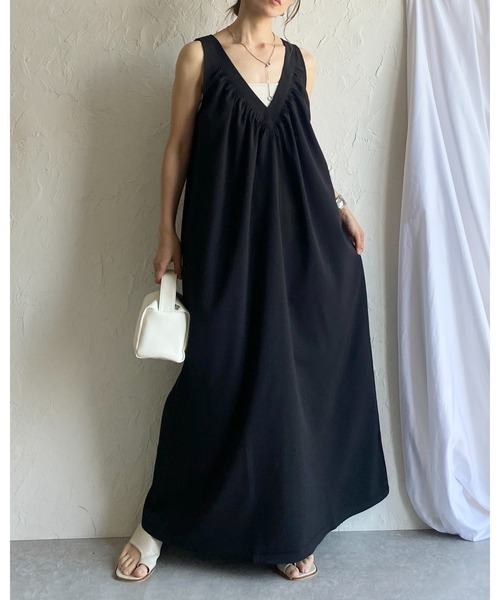 あき様　diagram ボリュームフレアロングワンピース 36未使用 ブラウス She's Closet ワンピース タックフレンチスリーブロング丈A