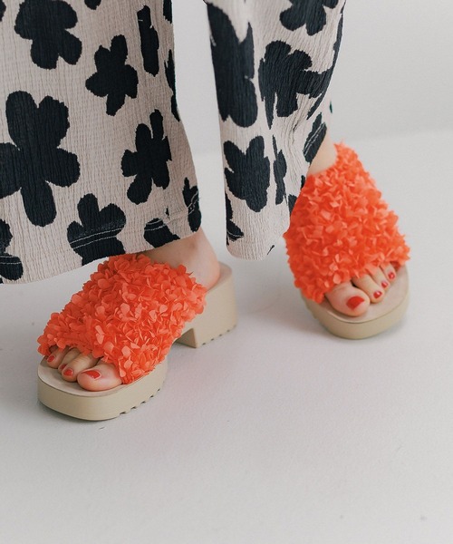niko and...（ニコアンド）の「オリジナルふわふわヒールサンダル（サンダル・レディース・オレンジ/ブラック・MEDIUM/LARGE）」の2枚目の写真