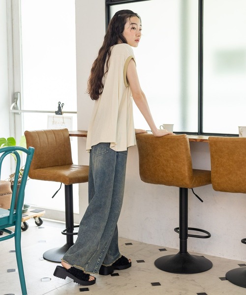 niko and...（ニコアンド）の「オリジナルふわふわヒールサンダル（サンダル・レディース・オレンジ/ブラック・MEDIUM/LARGE）」の6枚目の写真