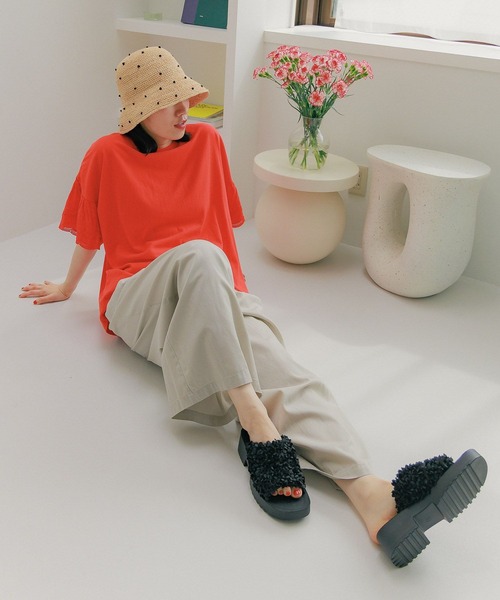 niko and...（ニコアンド）の「オリジナルふわふわヒールサンダル（サンダル・レディース・オレンジ/ブラック・MEDIUM/LARGE）」の12枚目の写真