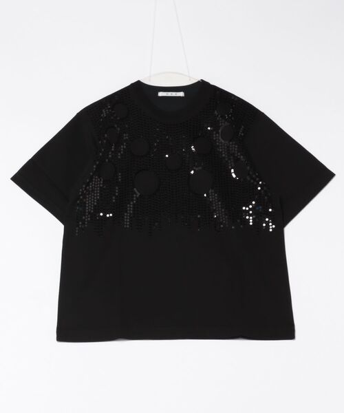 H.A.K(ハク)の「スワイー天竺スパンコールサークル刺繍Tシャツ(Tシャツ/カットソー・レディース・ブラック/ホワイト/ネイビー・FREE)」の2枚目の写真