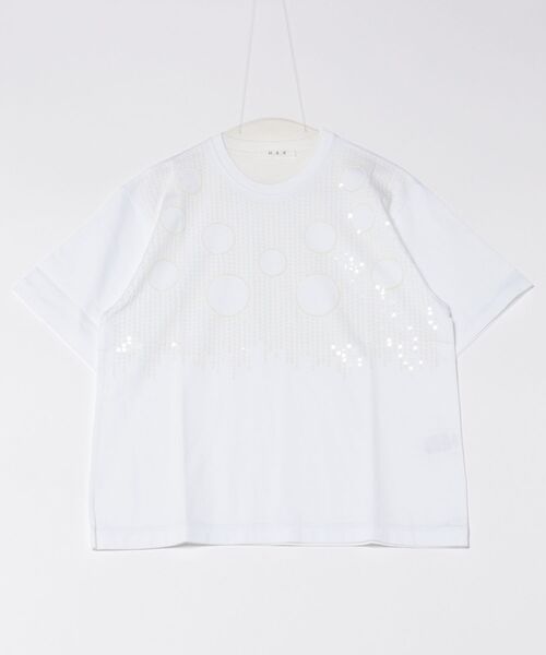 H.A.K(ハク)の「スワイー天竺スパンコールサークル刺繍Tシャツ(Tシャツ/カットソー・レディース・ブラック/ホワイト/ネイビー・FREE)」の5枚目の写真