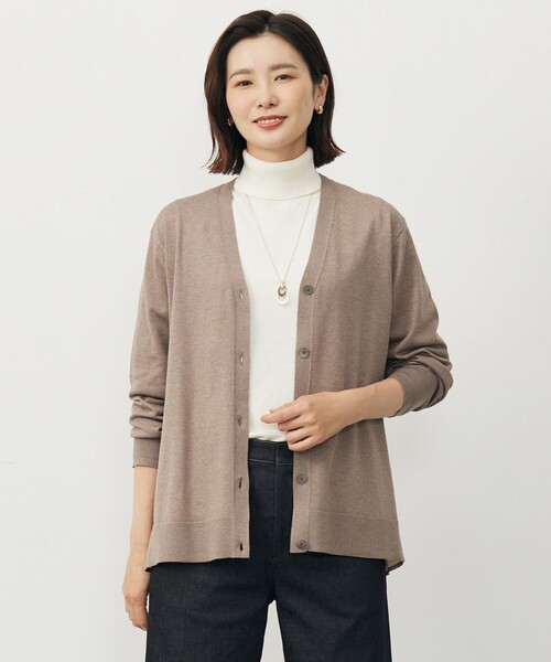 J.PRESS(ジェイプレス)の「Vis/Peスパーク ニット カーディガン(カーディガン/ボレロ・レディース・ライトグレー系/ダークブラウン系/ブラウン系・F)」の1枚目の写真