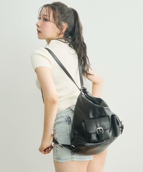 TITTY&CO.(ティティーアンドコー)の「3Wayショルダーバッグ(ショルダーバッグ・レディース・アイボリー/ブラック/ブルーグレー/ブラウン/キャメル/ピンク・FREE)」の15枚目の写真