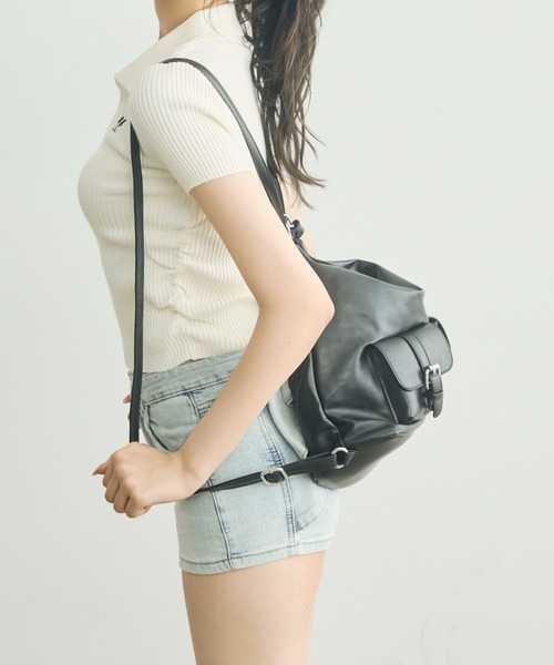 TITTY&CO.(ティティーアンドコー)の「3Wayショルダーバッグ(ショルダーバッグ・レディース・アイボリー/ブラック/ブルーグレー/ブラウン/キャメル/ピンク・FREE)」の14枚目の写真