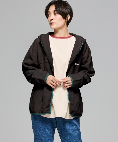 KRIFF MAYER Lady's Collection（クリフメイヤーレディースコレクション）の「【軽い･暖かい･柔らかい】ブークレジップパーカー（パーカー・レディース・カラフル/ブラウン/サンドベージュ/ブラック・LARGE/MEDIUM）」の2枚目の写真