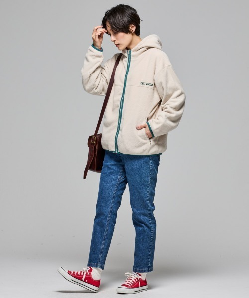 KRIFF MAYER Lady's Collection（クリフメイヤーレディースコレクション）の「【軽い･暖かい･柔らかい】ブークレジップパーカー（パーカー・レディース・カラフル/ブラウン/サンドベージュ/ブラック・LARGE/MEDIUM）」の5枚目の写真