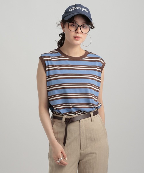 GEORGE'S（ジョージズ）の「ノースリーブプルオーバー（Tシャツ/カットソー・レディース・オレンジ系/ブルー系/ブラック/グレー/オフホワイト・MEDIUM/SMALL）」の4枚目の写真