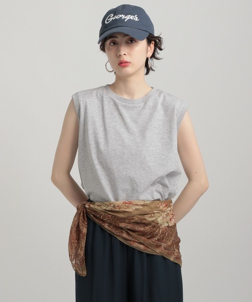 GEORGE'S（ジョージズ）の「ノースリーブプルオーバー（Tシャツ/カットソー・レディース・オレンジ系/ブルー系/ブラック/グレー/オフホワイト・MEDIUM/SMALL）」の3枚目の写真