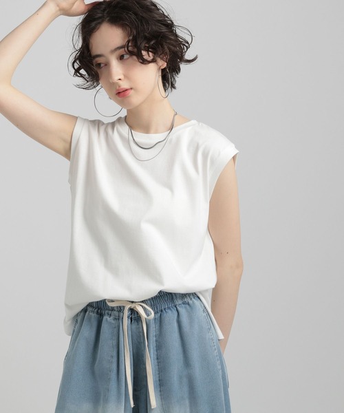 GEORGE'S（ジョージズ）の「ノースリーブプルオーバー（Tシャツ/カットソー・レディース・オレンジ系/ブルー系/ブラック/グレー/オフホワイト・MEDIUM/SMALL）」の2枚目の写真