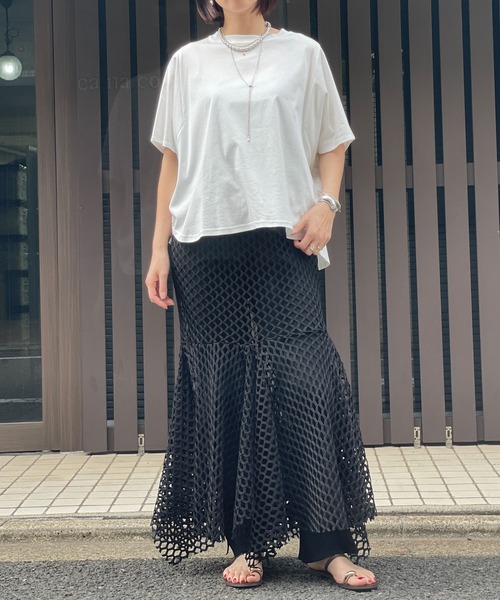 Canaco_（カナコ）の「canaco_レーススカート（スカート・レディース・ブラック/グリーン/ホワイト・2）」の2枚目の写真