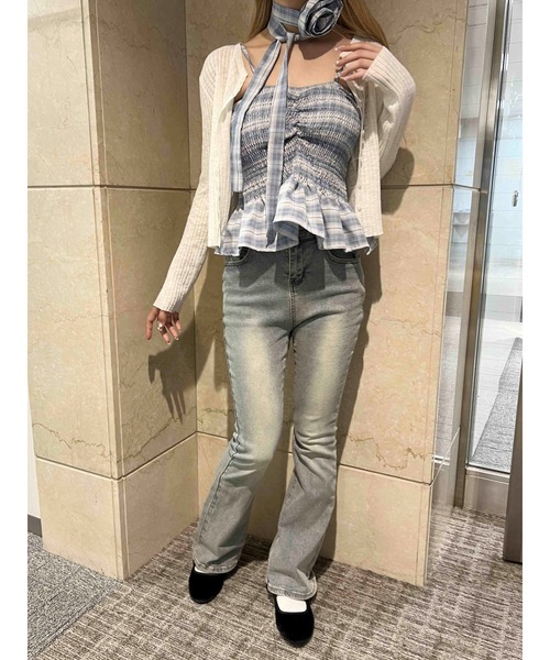 PHILLY（フィリー）の「《2点セット》ローズチョーカーセットチェックベアトップ（チューブトップ・レディース・ブラック/サックスブルー・FREE）」の10枚目の写真