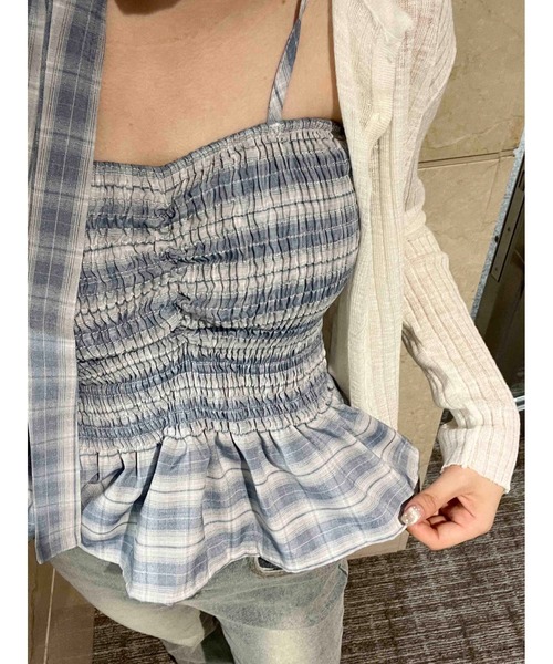 PHILLY（フィリー）の「《2点セット》ローズチョーカーセットチェックベアトップ（チューブトップ・レディース・ブラック/サックスブルー・FREE）」の9枚目の写真