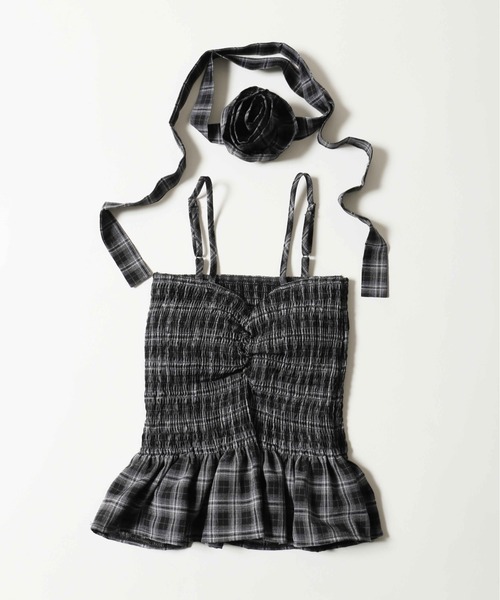 PHILLY（フィリー）の「《2点セット》ローズチョーカーセットチェックベアトップ（チューブトップ・レディース・ブラック/サックスブルー・FREE）」の11枚目の写真