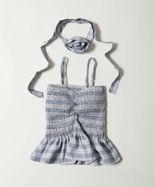 PHILLY（フィリー）の「《2点セット》ローズチョーカーセットチェックベアトップ（チューブトップ・レディース・ブラック/サックスブルー・FREE）」の12枚目の写真