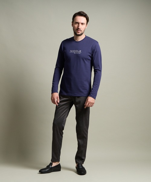 HIDEAWAYS NICOLE（ハイダウェイニコル）の「シルケットクルーネック長袖Ｔシャツ（Tシャツ/カットソー・メンズ・ブラック/オフホワイト/ブルー・MEDIUM/LARGE/X-LARGE）」の9枚目の写真