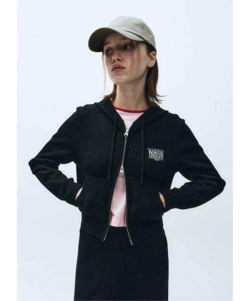 MARITHE + FRANCOIS GIRBAUD(マリテフランソワジルボー)の「W CLASSIC LOGO CROP KNIT HOODIE ZIPUP(パーカー・レディース・ヘザーグレー/ブラック・SMALL/MEDIUM)」の9枚目の写真