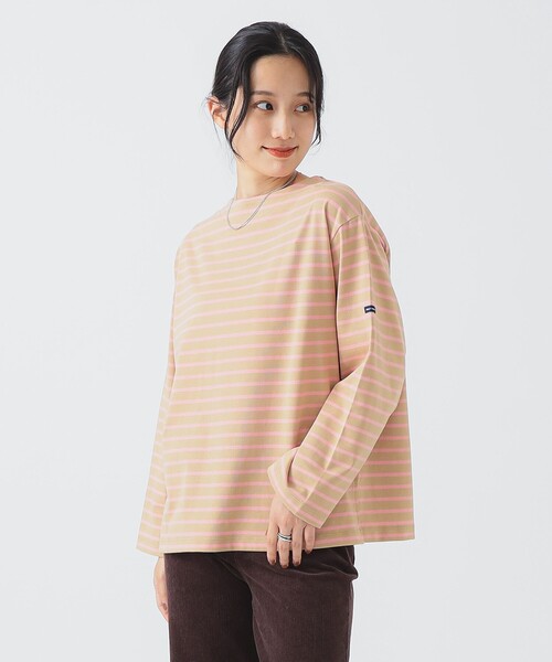 HELLY HANSEN（ヘリーハンセン）の「HELLY HANSEN / ロングスリーブ ナーバル ボーダー Tシャツ HMW32550（Tシャツ/カットソー・レディース・ピンク/オフホワイト・SMALL）」の2枚目の写真