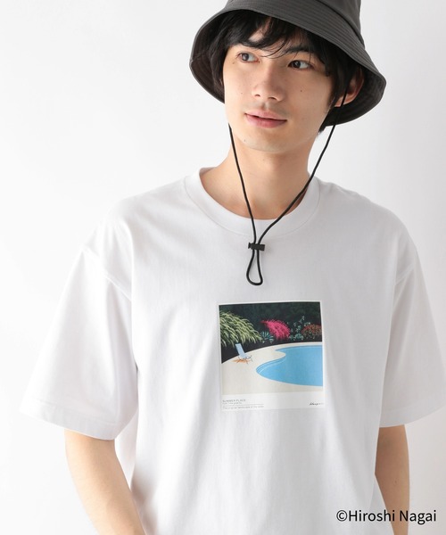 GLOBAL WORK（グローバルワーク）の「永井博コラボ/Tシャツ/半袖/575237（Tシャツ/カットソー・メンズ・チャコールグレー/ホワイト系その他2/ホワイト系その他/ダークブラウン/ホワイト系その他3/ブラック/杢グレー/ホワイト系その他4・SMALL/X-LARGE/LARGE/MEDIUM）」の2枚目の写真