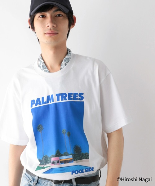 GLOBAL WORK（グローバルワーク）の「永井博コラボ/Tシャツ/半袖/575237（Tシャツ/カットソー・メンズ・チャコールグレー/ホワイト系その他2/ホワイト系その他/ダークブラウン/ホワイト系その他3/ブラック/杢グレー/ホワイト系その他4・SMALL/X-LARGE/LARGE/MEDIUM）」の5枚目の写真