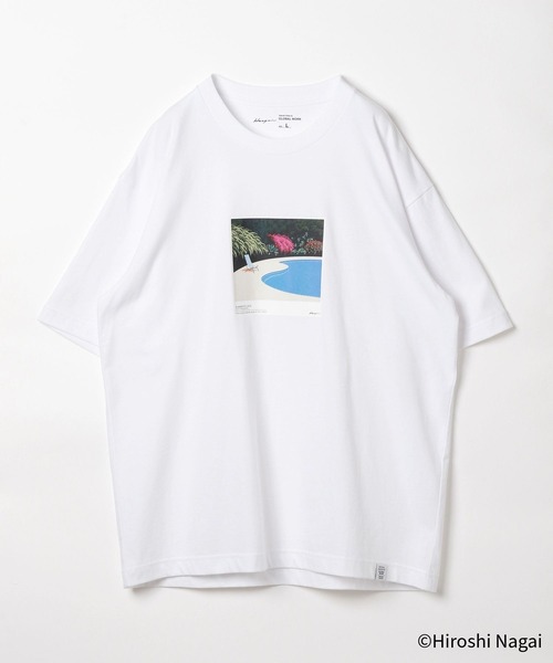 GLOBAL WORK（グローバルワーク）の「永井博コラボ/Tシャツ/半袖/575237（Tシャツ/カットソー・メンズ・チャコールグレー/ホワイト系その他2/ホワイト系その他/ダークブラウン/ホワイト系その他3/ブラック/杢グレー/ホワイト系その他4・SMALL/X-LARGE/LARGE/MEDIUM）」の22枚目の写真