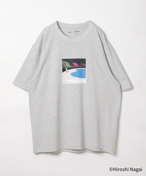 GLOBAL WORK（グローバルワーク）の「永井博コラボ/Tシャツ/半袖/575237（Tシャツ/カットソー・メンズ・チャコールグレー/ホワイト系その他2/ホワイト系その他/ダークブラウン/ホワイト系その他3/ブラック/杢グレー/ホワイト系その他4・SMALL/X-LARGE/LARGE/MEDIUM）」の9枚目の写真