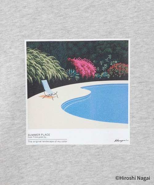 GLOBAL WORK（グローバルワーク）の「永井博コラボ/Tシャツ/半袖/575237（Tシャツ/カットソー・メンズ・チャコールグレー/ホワイト系その他2/ホワイト系その他/ダークブラウン/ホワイト系その他3/ブラック/杢グレー/ホワイト系その他4・SMALL/X-LARGE/LARGE/MEDIUM）」の10枚目の写真