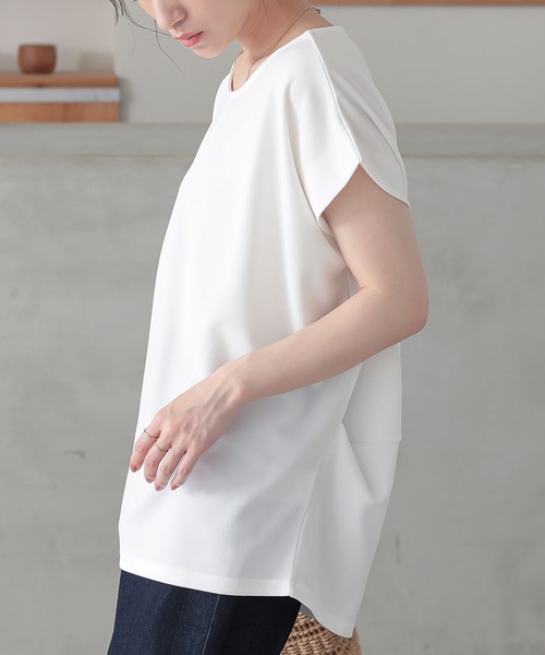 n'OrLABEL（ノアールレーベル）の「【機能素材】『フレンチスリーブカットソー』（Tシャツ/カットソー・レディース・オフホワイト/ブラック/チャコール・2/1）」の12枚目の写真