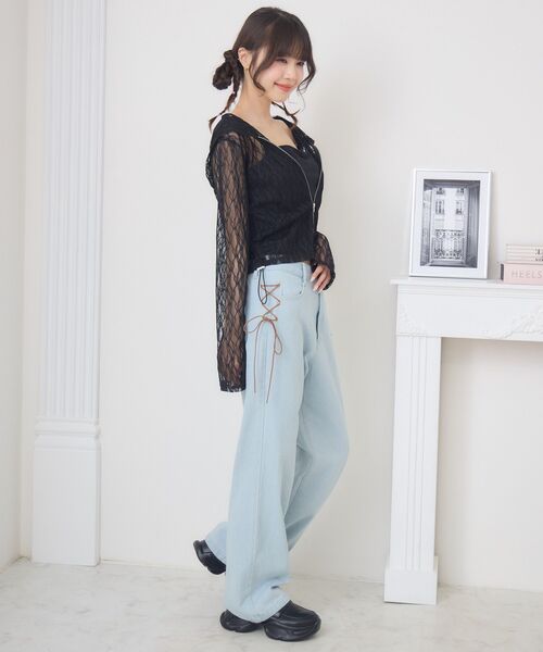 ems excite（エムズエキサイト）の「レースパーカー（パーカー・レディース・ブラック/オフホワイト・FREE）」の4枚目の写真