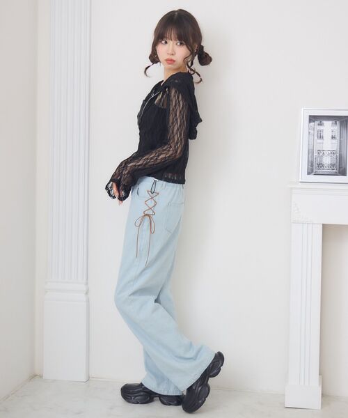 ems excite（エムズエキサイト）の「レースパーカー（パーカー・レディース・ブラック/オフホワイト・FREE）」の6枚目の写真