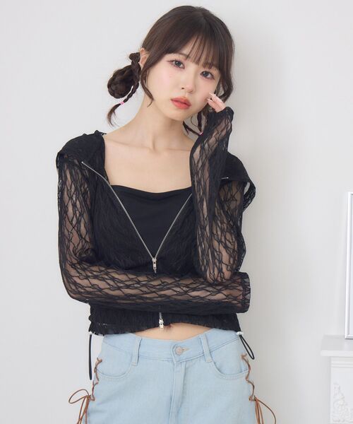 ems excite（エムズエキサイト）の「レースパーカー（パーカー・レディース・ブラック/オフホワイト・FREE）」の7枚目の写真