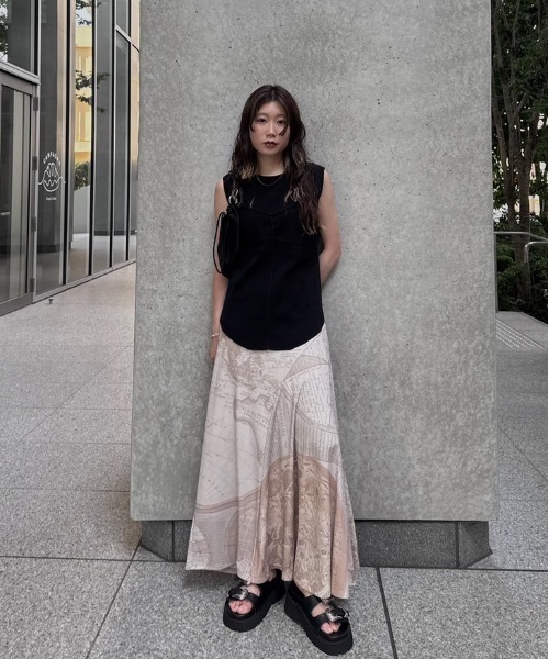 CARTOGRAPHIC PATTERN CUT SKIRT（スカート）｜Ameri（アメリ