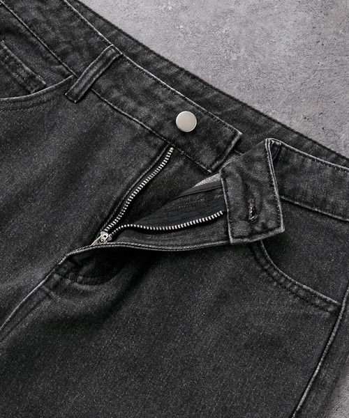 セール】ヴィンテージライク ウォッシュド ワイドデニムパンツ（デニム