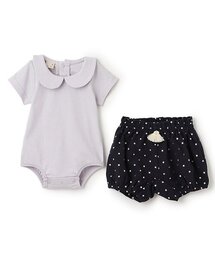 petit main（プティマイン）の「衿つきロンパース＋パンツセット（ロンパース・キッズ）」