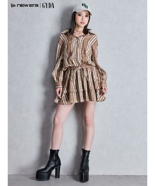 GYDA(ジェイダ)の「3WAYチェックワンピース(ワンピース・レディース・ブラック/ベージュ・FREE)」の3枚目の写真