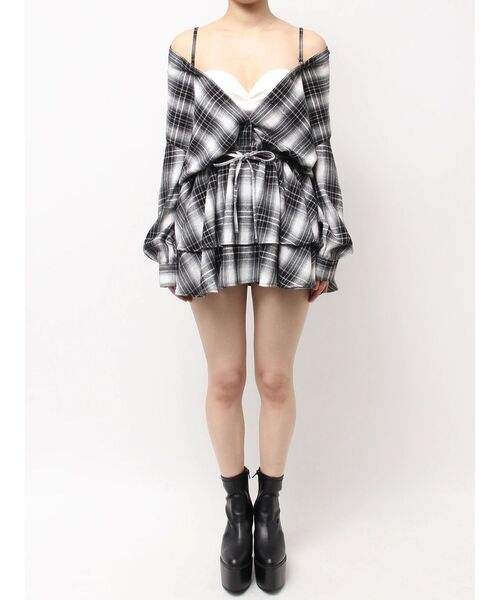 GYDA(ジェイダ)の「3WAYチェックワンピース(ワンピース・レディース・ブラック/ベージュ・FREE)」の13枚目の写真