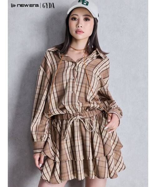 GYDA(ジェイダ)の「3WAYチェックワンピース(ワンピース・レディース・ブラック/ベージュ・FREE)」の1枚目の写真