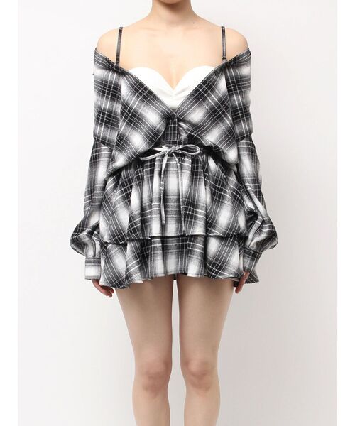 GYDA(ジェイダ)の「3WAYチェックワンピース(ワンピース・レディース・ブラック/ベージュ・FREE)」の2枚目の写真