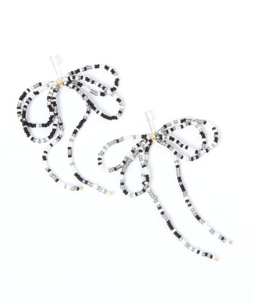 niko and...（ニコアンド）の「MIXビーズリボンピアス（ピアス（両耳用）・レディース・ブラック/ピンク・0）」の5枚目の写真