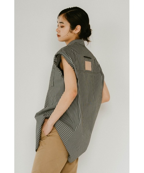 stripe label nosleeve shirt（シャツ/ブラウス）｜Knuth Marf