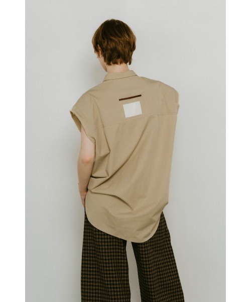 Knuth Marf（クヌースマーフ）の「stripe label nosleeve shirt（シャツ/ブラウス・レディース・モスグリーン/ピンク/ブラック/グレイッシュベージュ・FREE）」の5枚目の写真