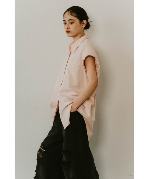 stripe label nosleeve shirt（シャツ/ブラウス）｜Knuth Marf