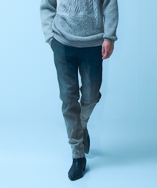 5351 POUR LES HOMMES（ゴーサンゴーイチプールオム）の「【25A/W】グラデーション テーパード デニム（デニムパンツ・メンズ・ブラック/インディゴブルー・50/48/46/44）」の7枚目の写真