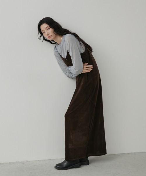 Aunt Marie's（アントマリーズ）の「Vネックベロアロングキャミワンピース（ワンピース・レディース・ブラウン/ブラック・MT/FREE）」の12枚目の写真