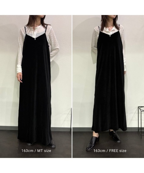 Vネックベロアロングキャミワンピース（ワンピース）｜Aunt Marie's